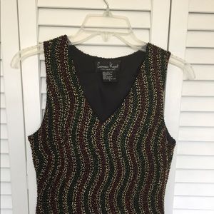 Red, green and gold sequin top